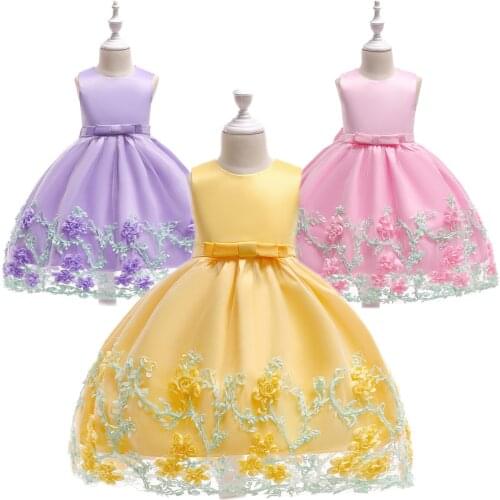 Baby Girls Dresses Party Flowers Kids Clothing Princess Wedding Baptism Children Wear 1 Year Birthday Vestido Infantil 6M-10Y