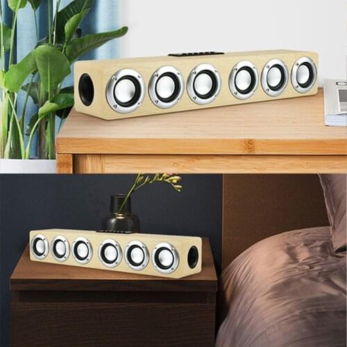 Portable Wooden Bluetooth-compatible Speaker Home Multifunctional Audio U Disk TF Card FM Radio High Power Subwoofer