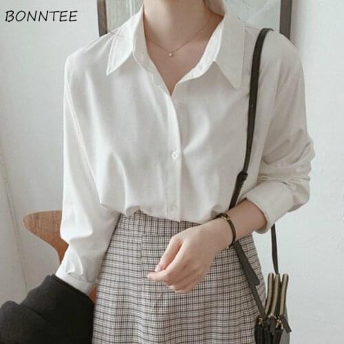 Blouses Women Oversize 3XL Vintage Korean Design Minimalist Spring Fashion Office Lady Shirts Solid Business Daily Femininas Top