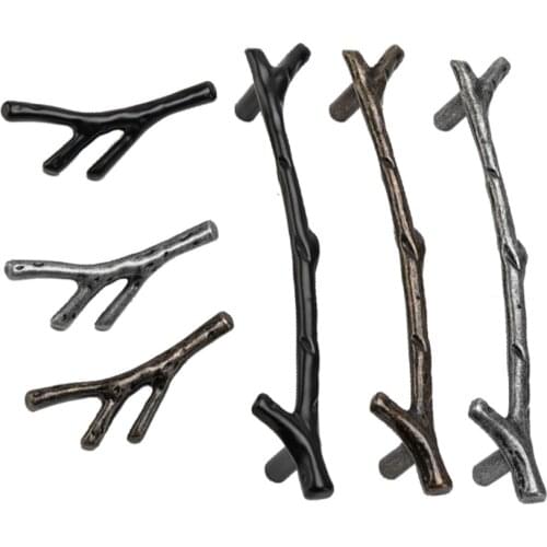 Zinc Alloy Branch Shaped Door Handle Simple Closet Cabinet Wardrobe Knobs Furniture Decoration Hardware Drawer Handles 3 colors