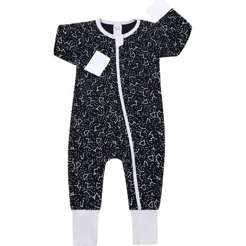 Spring Autumn Unisex Baby Clothes Long Sleeve Jumpsuit Soft Cotton Toddler Kids One-Piece Sleepwear Playsuits Black Rompers
