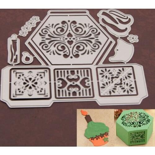 Hexagon Box Metal Cutting Dies Scrapbooking Craft Mold Cut Die Stencil Handmade Paper Card Make Template Embossing 2021 NEW