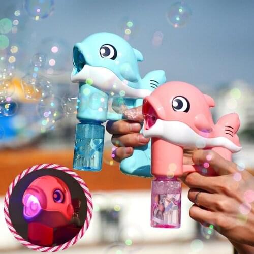 Cute Cartoon Dolphin Blowing Bubble Machine With Sound Light Kids Toy Automatic Bubble Machine Sound Lighting Children Kids Toys
