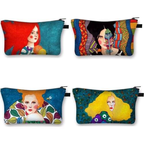 Oil Painting Retro European Painting Girls Cosmetic Bag Travel Portable Ladies Fashion Woman Lipstick Bag Makeup Organizers