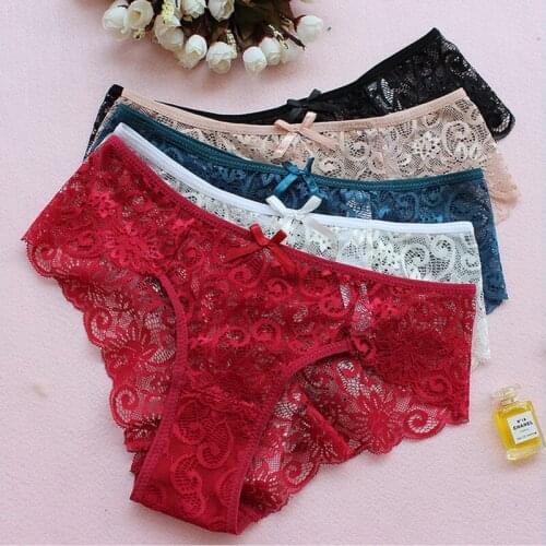 3 Pcs Sexy Lace Panties Women Fashion Cozy Lingerie Tempting Briefs Panty female Underwear Soft Transparent Womens Underpants