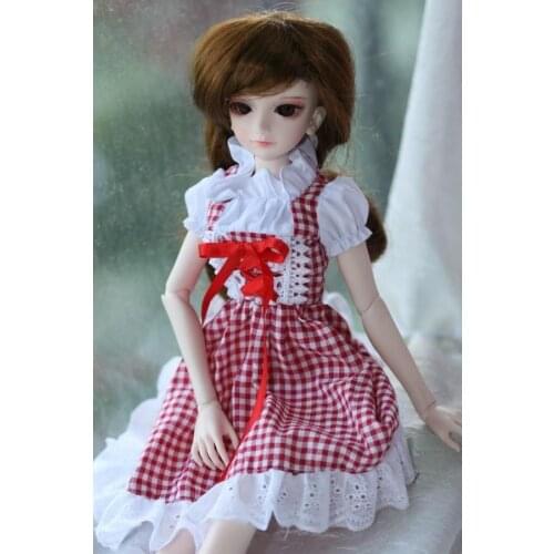[wamami] 144# Red Plaid Dress Outfit For 1/4 MSD 1/3 SD DZ AOD DZ BJD Dollfie