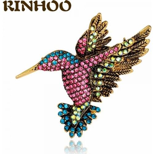 Cartoon Animal Badge Enamel Brooch Vintage Colorful Birds Metal Pin For Women Fashion Hummingbird Denim Jackets Accessories Pins