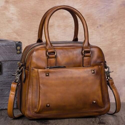 Retro Genuine Leather Women Handbag Shoulder Messenger Bag Ladies Fashion Crossbody Bags Cowhide Leather 2020 New Female Vintage