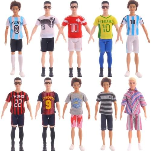 15 Styles Of Jersey Casual Wear Suits For Ken Doll,Doll Clothes Accessories Toys Gift For Girls,T-shirt + Jeans Suit Clothing