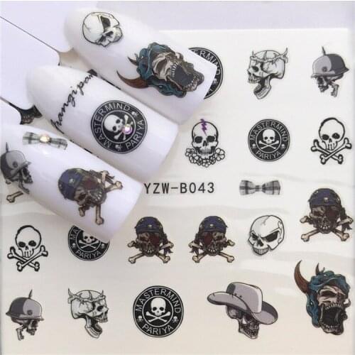 Evil Skull Nail stickers art decorations slider adhesive Water Transfer decals manicure lacquer accessoires polish foil