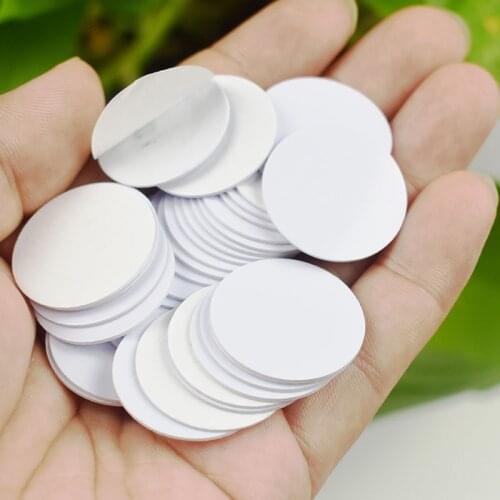 100pcs 125KHZ TK4100 EM4100 RFID Coin ID Card With Adhensive Sticker Read Only Diameter 25mm for Access Control