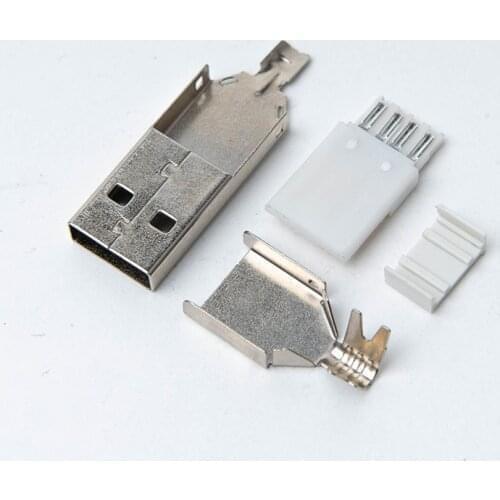 100 PCS a lot USB 2.0 Type A Welding Type Male Plug Connectors USB-A Tail Socket 4 in 1 DIY Adapter
