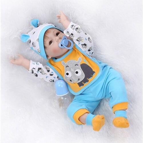 22" Reborn Baby Dolls Boy Toys Silicone Vinyl Newborn Lifelike Baby with Clothes and Pacifier Kids Birthday Toys Sleeping Doll
