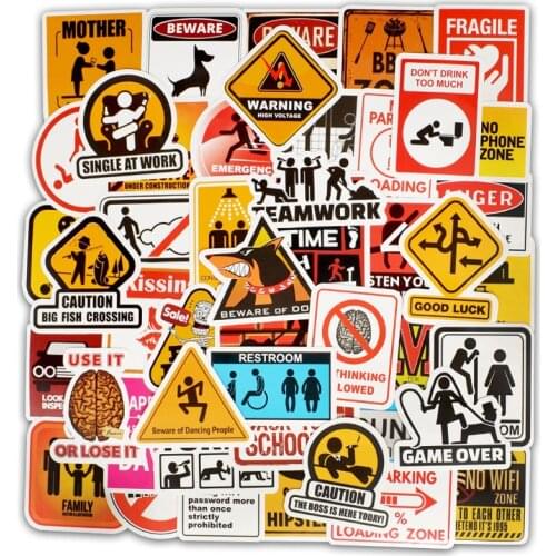 50pcs Personality Logoes PVC Doodle Sticker Car Trolley Case Luggage Skateboard Guitar Laptop Sticker For Childrens Toys