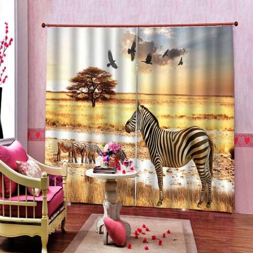 African Steppe Zebra Eagle Curtain 3D Digital print for Living room bedroom blackout curtain