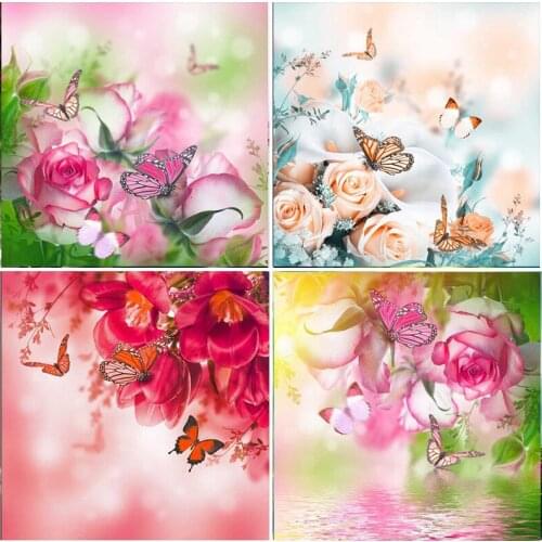 Home Decor Butterfly rose flower 5D Diamond Painting Gift Full Square Design insect Embroidery Round Drill Display Animal Stitch