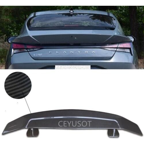 CEYUSOT For NEW Hyundai Elantra Universal Spoiler WING ABS Material Car Trunk Boot Rear Lip Tail Decorative Accessories 2020 21