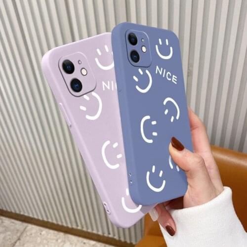 Nice Smiles Silicone Case For iPhone 12 Pro Max Mini 11 Pro Max X XR XS MAX SE2020 8 7 6 6S Plus Ultra Thin Phone Back Cover