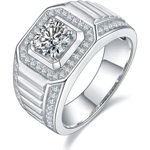 Men Women 925 Sterling Silver VVS Moissanite Ring for Men Women