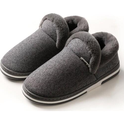 Home Slippers for Men Winter Furry Short Plush Man Slippers Non Slip Bedroom Slippers Couple Soft Indoor Shoes Male