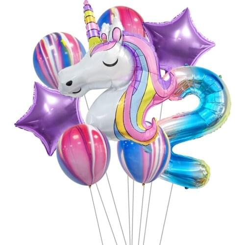 Unicorn Aluminum Film Balloon Birthday Party Childrens Birthday Decoration Agate Latex Balloon Gift Party Rainbow Balloon