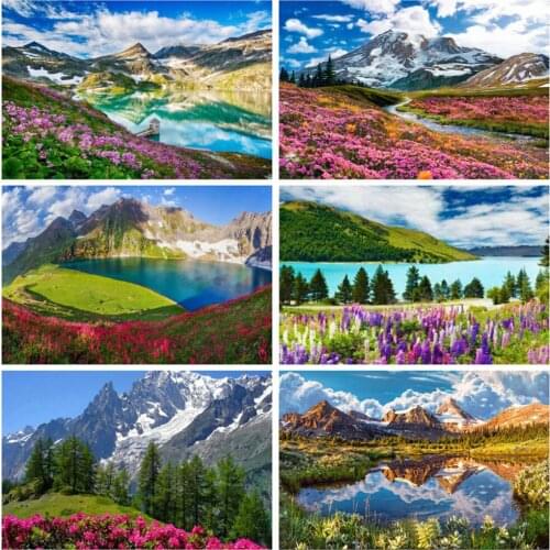 EverShine Diamond Mosaic Mountain Cross Stitch Diamond Painting Lake Bead Embroidery Landscape Picture Of Rhinestones Wall Decor