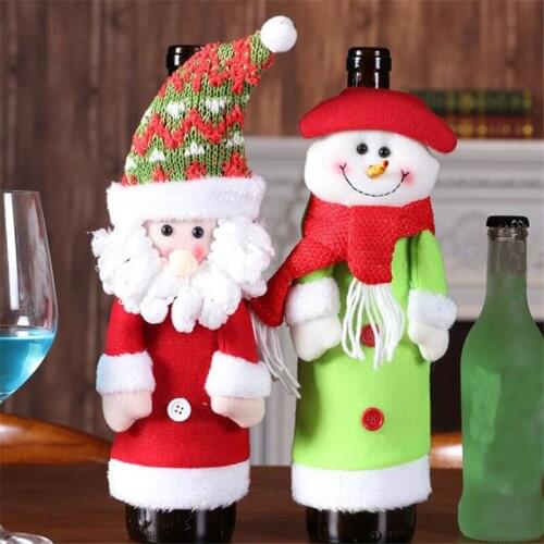Red Wine Bottle Cover Bags Decoration Home Party Santa Claus Christmas Santa Claus Table Decoration Home Party Decors