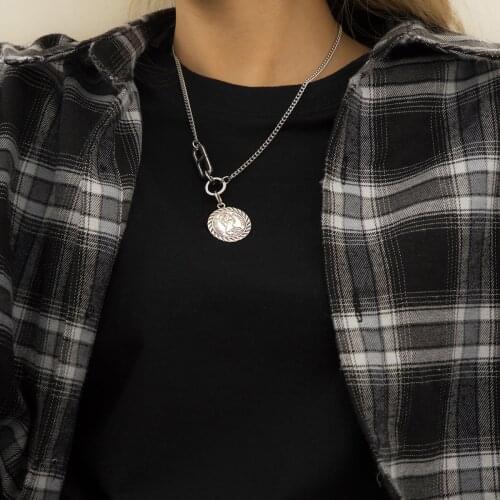 YOUVI Trendy Pendants of Friendship Letter Coin Necklace for Women Fashion Stainless Steel Chains Necklaces on the Neck