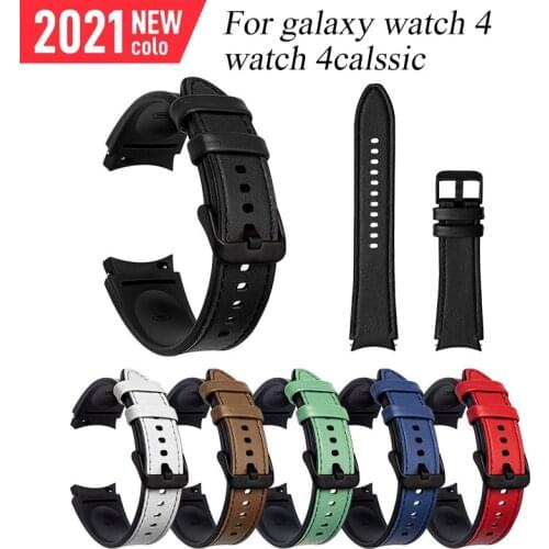 Silicone+leather Strap for Samsung Galaxy Watch 4 Classic 46mm 42mm/Watch4 44mm 40mm Band Metal Buckle Wristbands Bracelet Belt