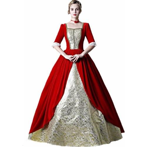 Royal Red Dress 18th Century Red Costume Hallowmas Clothing Fashion Party Dress