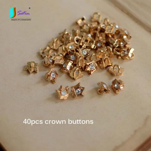 Rhinestone Crown Button Doll Clothes DIY Handmade Accessories Mini Alloy Hand-stitched Crown Buttons 40pcs A0038F