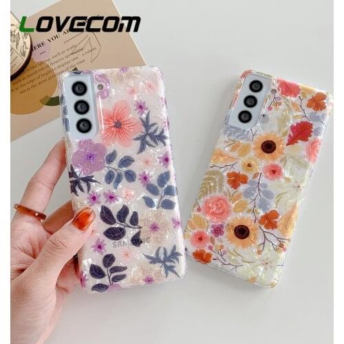 For Samsung S21 Vintage Flower Leopard Case For Samsung S20 Ultra S21 Plus Note 20 Ultra A51 A72 A52 Soft IMD Dream Shell Cover