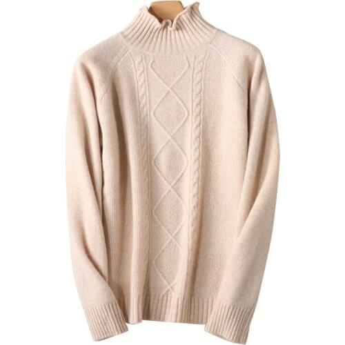 Knitting Turtleneck Pullover for Women Soft Of Solid Color Knit Sweater Female Merino Wool Cashmere Sweater Winter Jumper