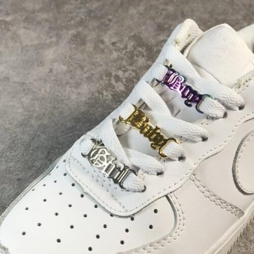 1Pair DIY Letter Shoelaces Buckle Decorations Sneaker Kits Metal Lace Buckle Stylish Sports Metal Kits Shoelaces Accessories