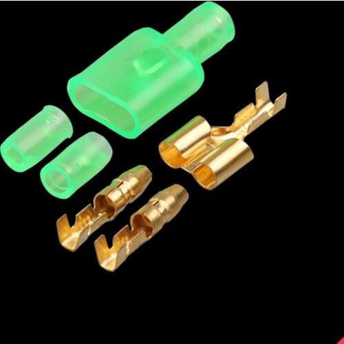 10/20/50sets 4.0 bullet terminal car electrical wire connector diameter 4mm Male + Female 1 : 2 Green
