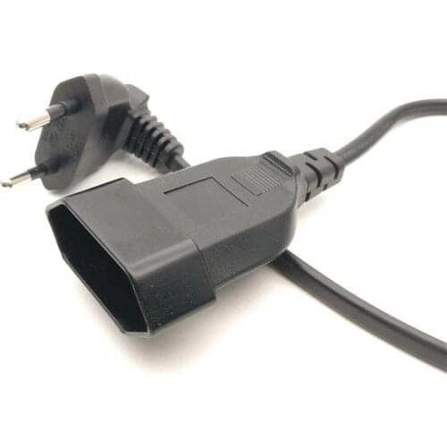 2PCS European EU 2 Prong Bend Angle Male to Female Power Extension Cord Cable for PC Computer PDU UPS 0.3M/0.6M