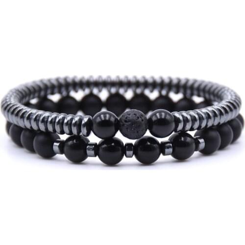 2Pcs/set Set Bracelet Couple Distance Bracelet Natural Stone Yoga Beaded Bracelet Men and Women Girlfriend Gift Charm Chain