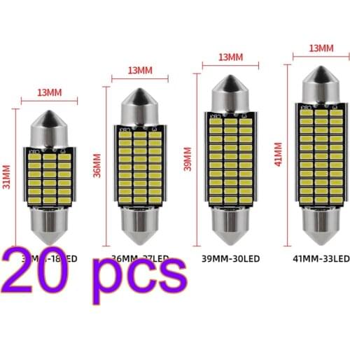 20PCS Car Indoor Double-Pointed Reading Light 3014 18Led Car Light Reserve Car Light 36MM White Light Indoor Lighting Lamp Beads