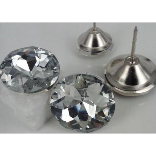 5size 100pcs glass Crystal Upholstery Nail Button Tacks Studs Pins Sofa Wall Decoration Furniture Accessory