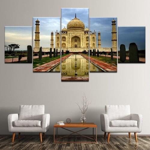 Taj Mahal An International Treasure 5 Pieces Wall Art Painting Modular Wallpapers Poster Print for living room Home Decor