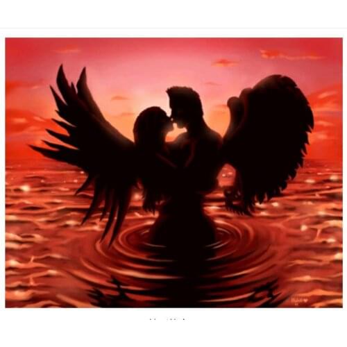 Angel Wings Diamond Art Lovers Mosaic Embroidery Painting Rhinestone Drawing Picture Home Wall Decor Handcraft Gift Beadwork