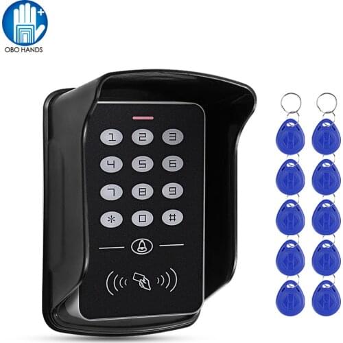 Standalone RFID Access Control Keypad Door Opener Programmer 1000 User Capacity with Waterproof Cover 125KHz Keyfobs for entry