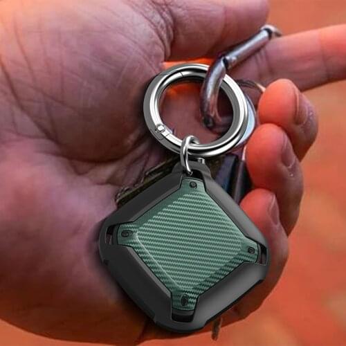 Compatible with Apple AirTag Case Carbon Fiber Keychain Protector Cover for Accessories Key-Ring Dog or Cat Collar Finder GPS