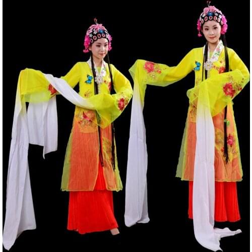 Ancient Chinese costume hanfu women stage wear Traditional Beijing Opera Dramaturgic garment Robe long sleeve folk dance Dress