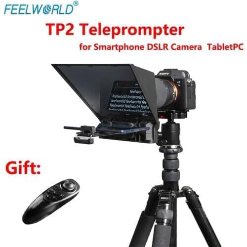 Feelworld TP2 Teleprompter for 8 inch Phone iPad tablet Prompter for DSLR Camera interview speech live prompteur with Remote