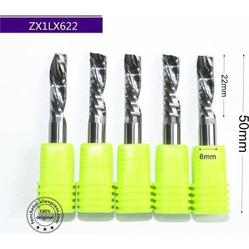 6mm*22mm-1 flute down cut milling cutter,woodworking router bit,cnc solid carbide tool,PVC,acrylic end mill,left spiral knife