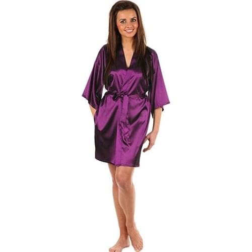 Sexy Large Size Faux Silk Satin Night Kimono Robe Short Bathrobe Perfect Wedding Bride Bridesmaid Robes Dressing Gown WY-01