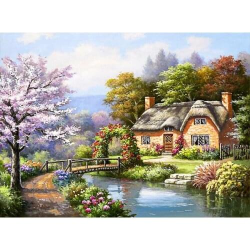 Customized 3d wallpaper murals 3d tv wallpaper cartoon wall paper Country villa landscape paintings wallpaper home decoration