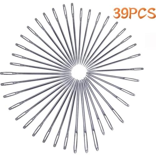 KAOBUY 30Pcs Large Eye Stitching Needles And 9Pcs Large Eye Blunt Needles Steel Yarn Knitting Needles For Sewing Darning