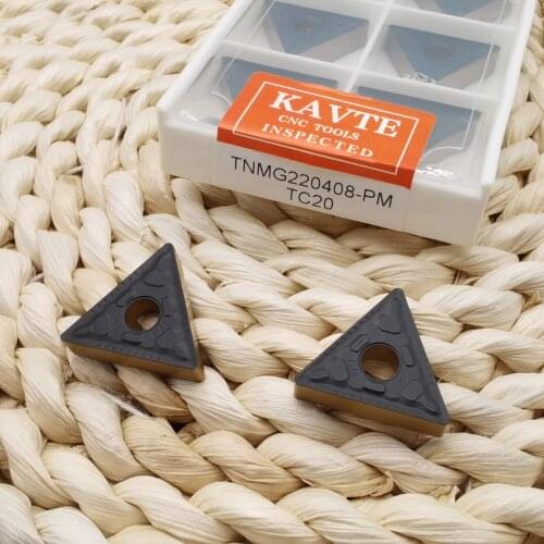 KAVTE 10pcs TNMG220408-PM TC20 Cutting Lathe CNC Tools Lathe cutter External Turning Tool Carbide Insert Turning Tools TNMG 2204